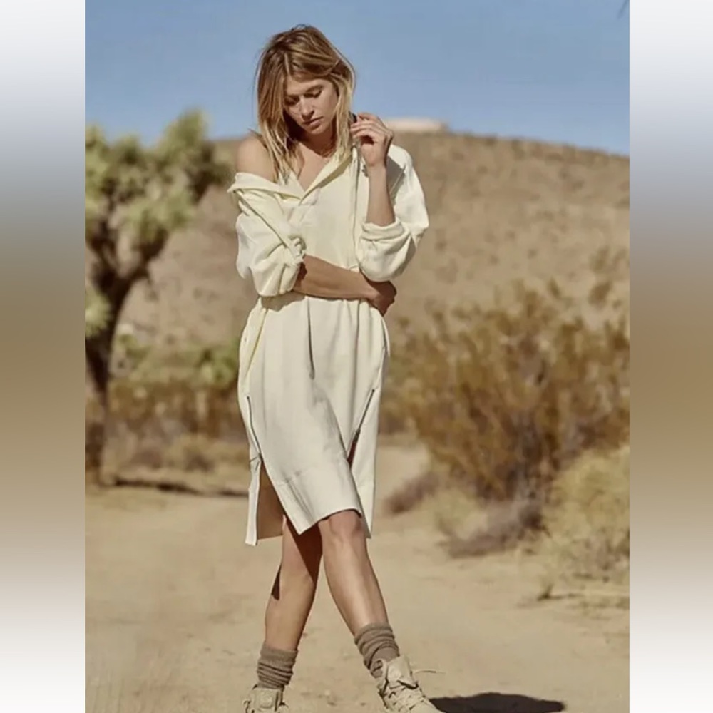 Free People Movement Spur Of The Moment Sweatshirt Hoodie Zip Ivory White - Picture 1 of 6